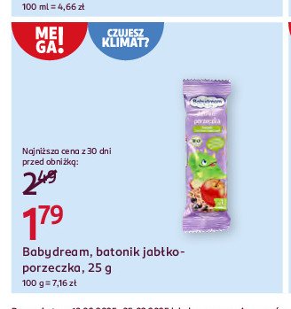 Baton jabłko- porzeczka Babydream promocja w Rossmann