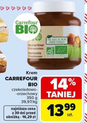 Krem Carrefour Bio czekoladowo-orzechowy promocja w Carrefour