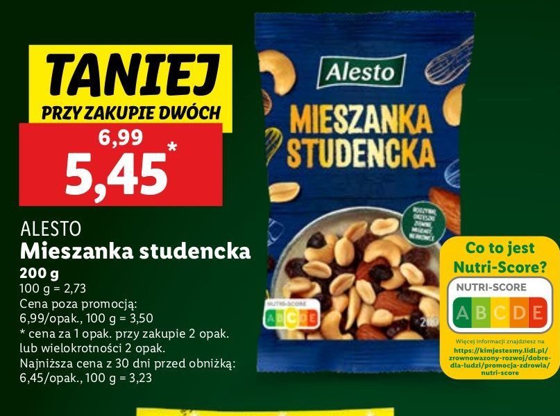 Mieszanka studencka Alesto promocja w Lidl