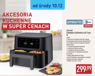 Podwójna frytkownica Air Fryer AMBIANO 9l promocja w Aldi