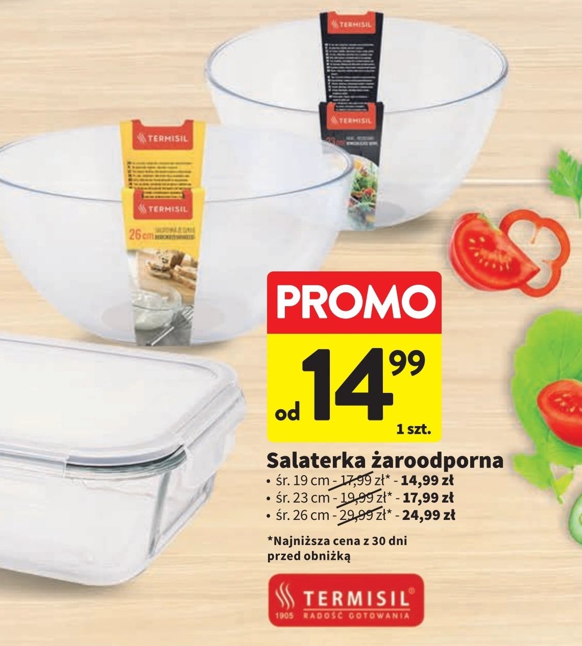 Salaterka szklana żaroodporna 26 cm Termisil promocja w Intermarche