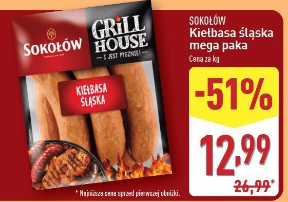 Kiełbasa śląska Sokołów grill house promocja w Aldi