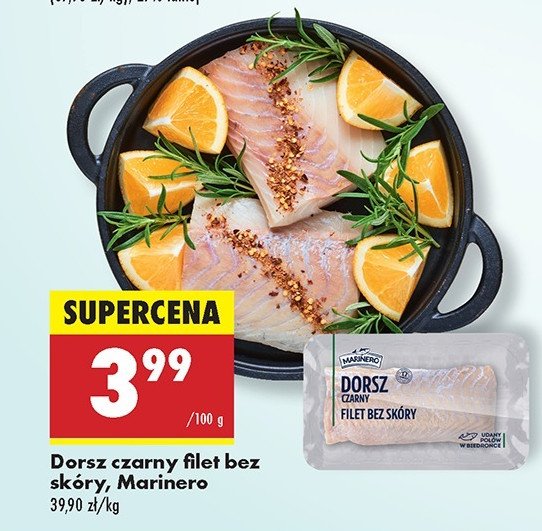 Dorsz czarny filet bez skóry Marinero promocja w Biedronka