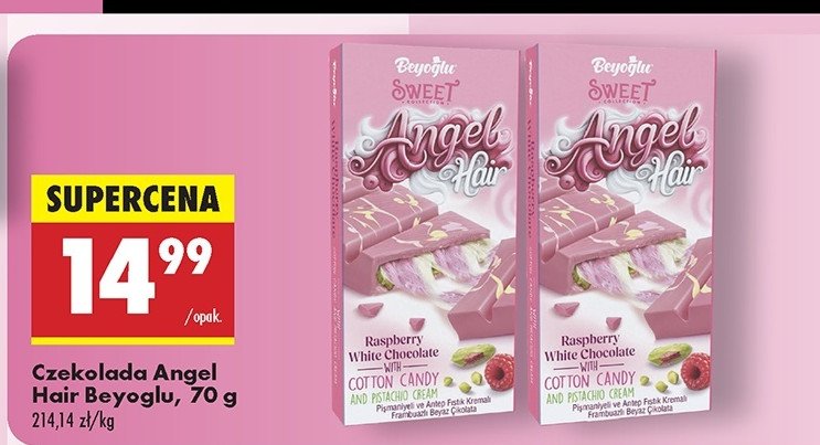 Czekolada raspberry white chocolate with cotton candy and pistachio cream Beyoglu promocja w Biedronka