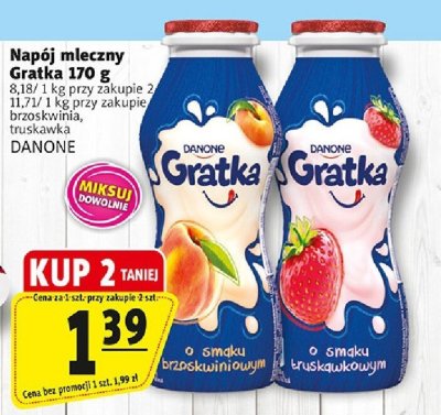 Napój mleczny Gratka różne smaki 170 g promocja w Prim Market