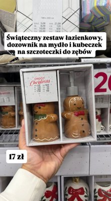 Świąteczny zestaw łazienkowy - dozownik na mydło i kubeczek na szczoteczki do zębów Pepco promocja