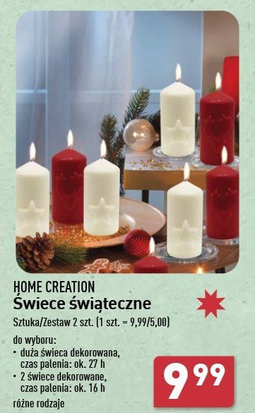 Świeca świąteczna 27h Home creation promocja w Aldi