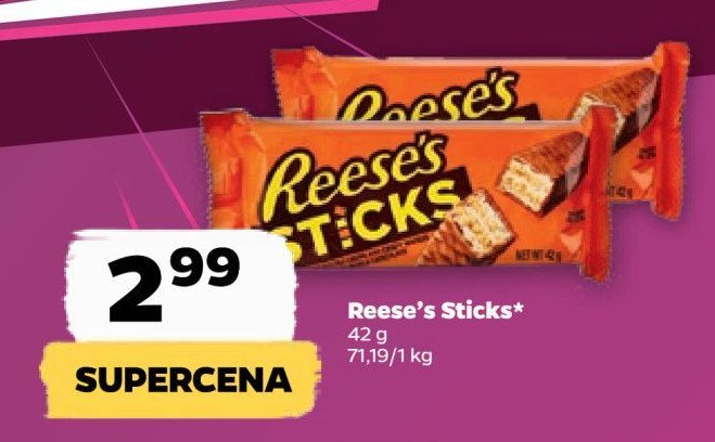 Wafelek czekoladowy Reese's sticks promocja w Netto