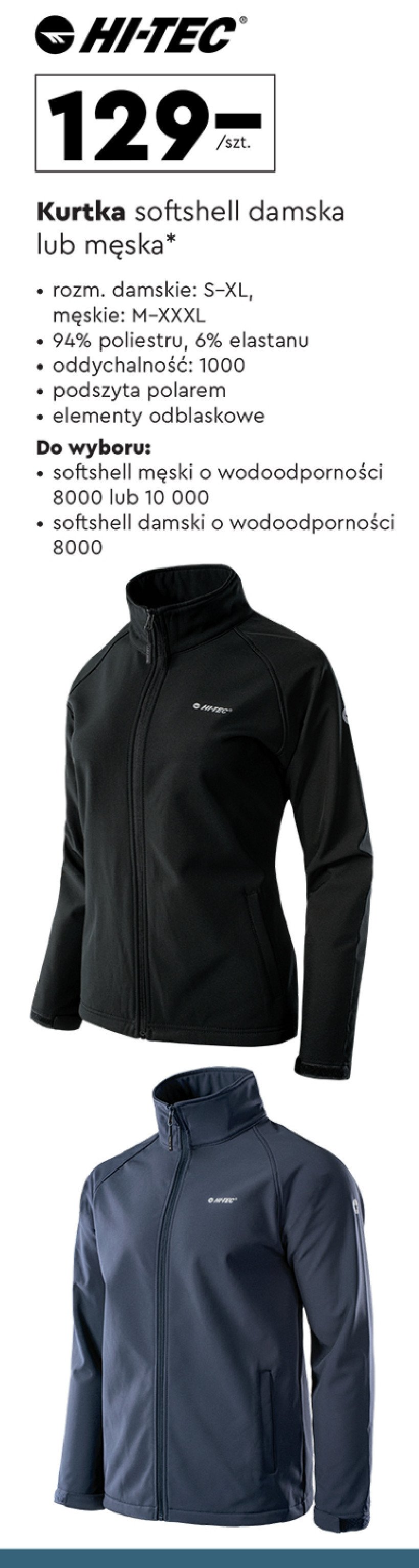 Softshell męski m-xxxl Hi-tec promocja w Biedronka