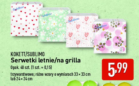 Serwetki papierowe letnie Kokett promocja w Aldi