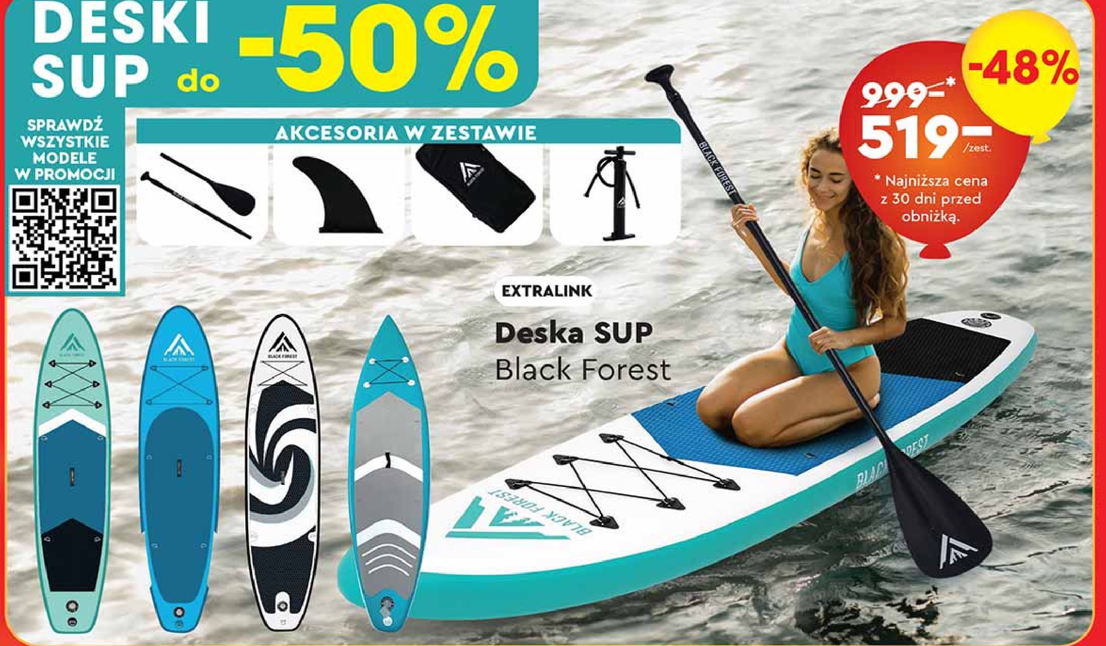 Deska sup black forest Extralink promocja w Biedronka