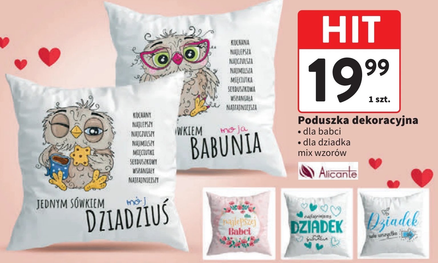 Poduszka 40 x 40 cm dla babci Alicante promocja w Intermarche