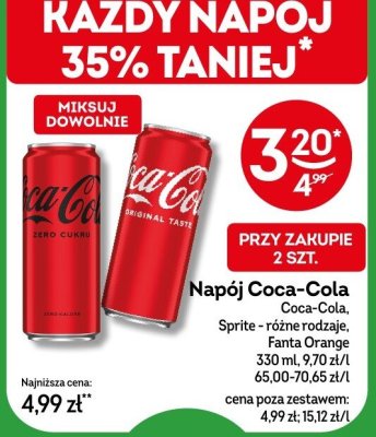Napój Coca-Cola Coca-Cola, Sprite - różne rodzaje, Fanta Orange 330ml promocja w Żabka