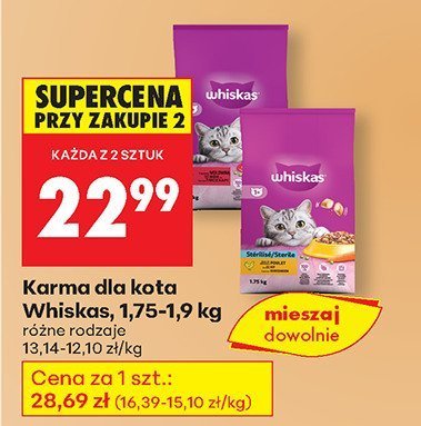 Karma dla kota Whiskas, 1,75-1,9 kg promocja w Biedronka