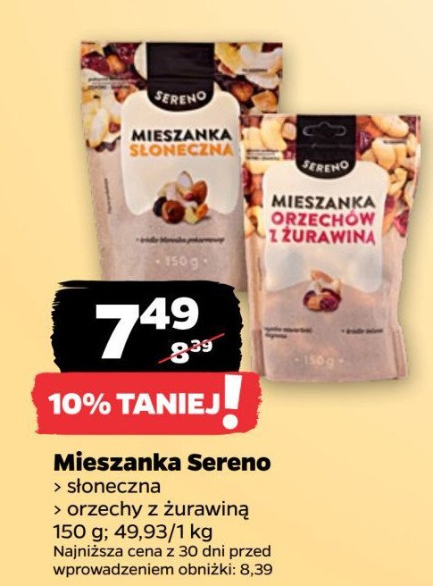 Mieszanka orzechów z żurawiną Sereno promocja