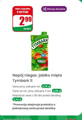 Napój niegazowany jabłko mięta 1l promocja w Dino