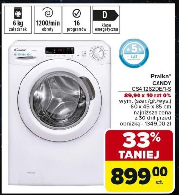 Pralka CANDY CS4 1262DE1-S promocja w Carrefour