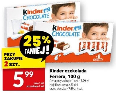 Czekolada Kinder Ferrero, 100 g promocja w Twój Market