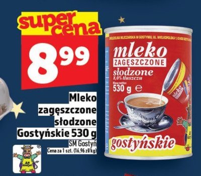 Mleko zagęszczone słodzone Gostyńskie 530g promocja w TOPAZ