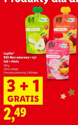 Mus owocowy, różne rodzaje + ryż 3+1 GRATIS promocja w Lidl
