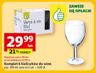 Komplet 6 kieliszków do wina poj.: 190 ml promocja w Auchan