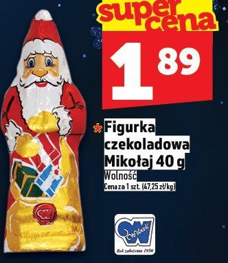 Figurka czekoladowa Mikołaj 40 g promocja w TOPAZ