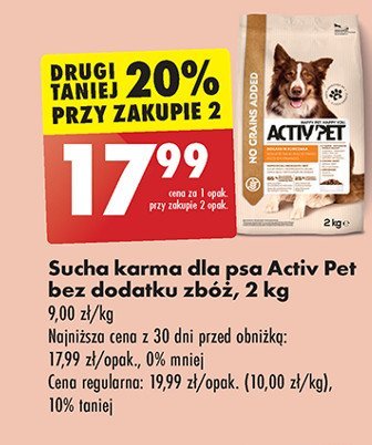 Karma dla psa bogata w kurczaka Activ pet promocja