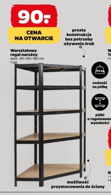 Warsztatowy regał narożny wym. 90x90x160 cm promocja w Netto
