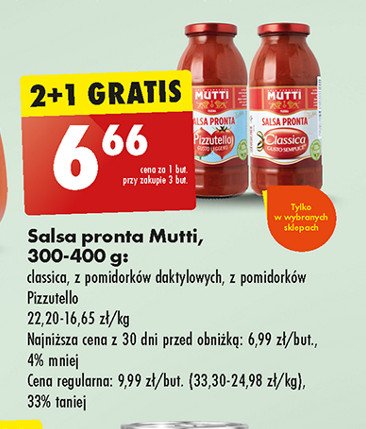 Sos z pomidorów daktylowych salsa Mutti promocja w Biedronka