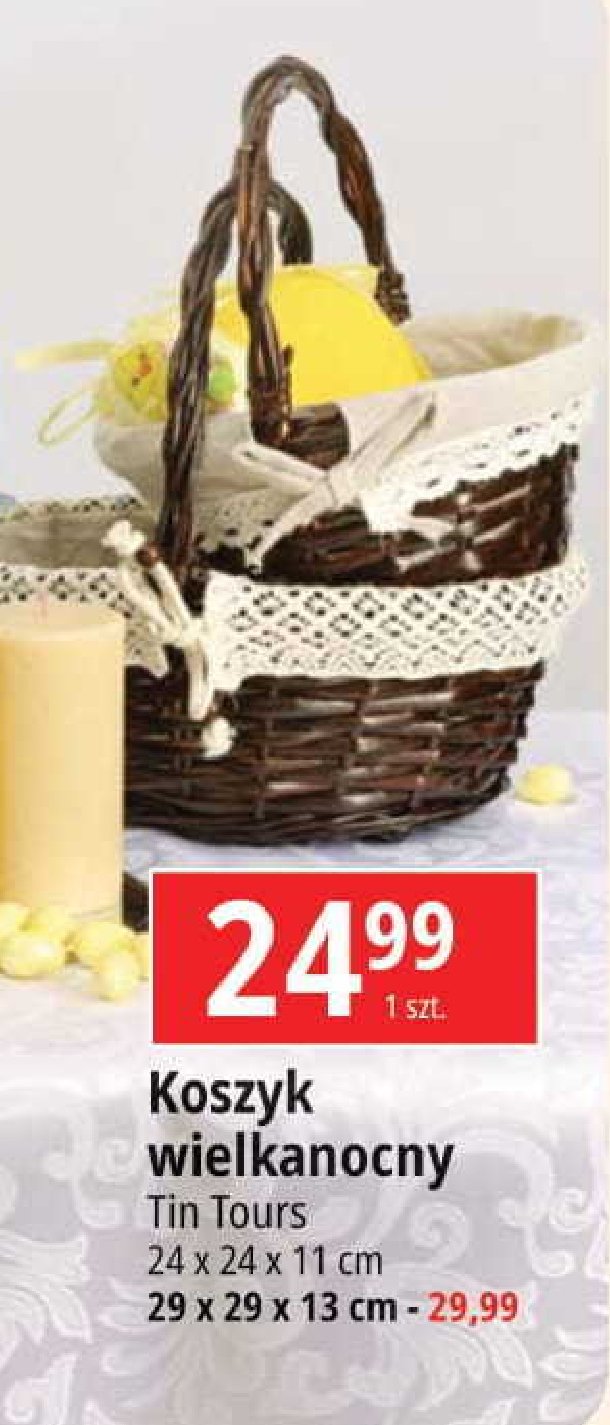 Koszyk wielkanocny 24 x 24 x 11 cm Tin tours promocja