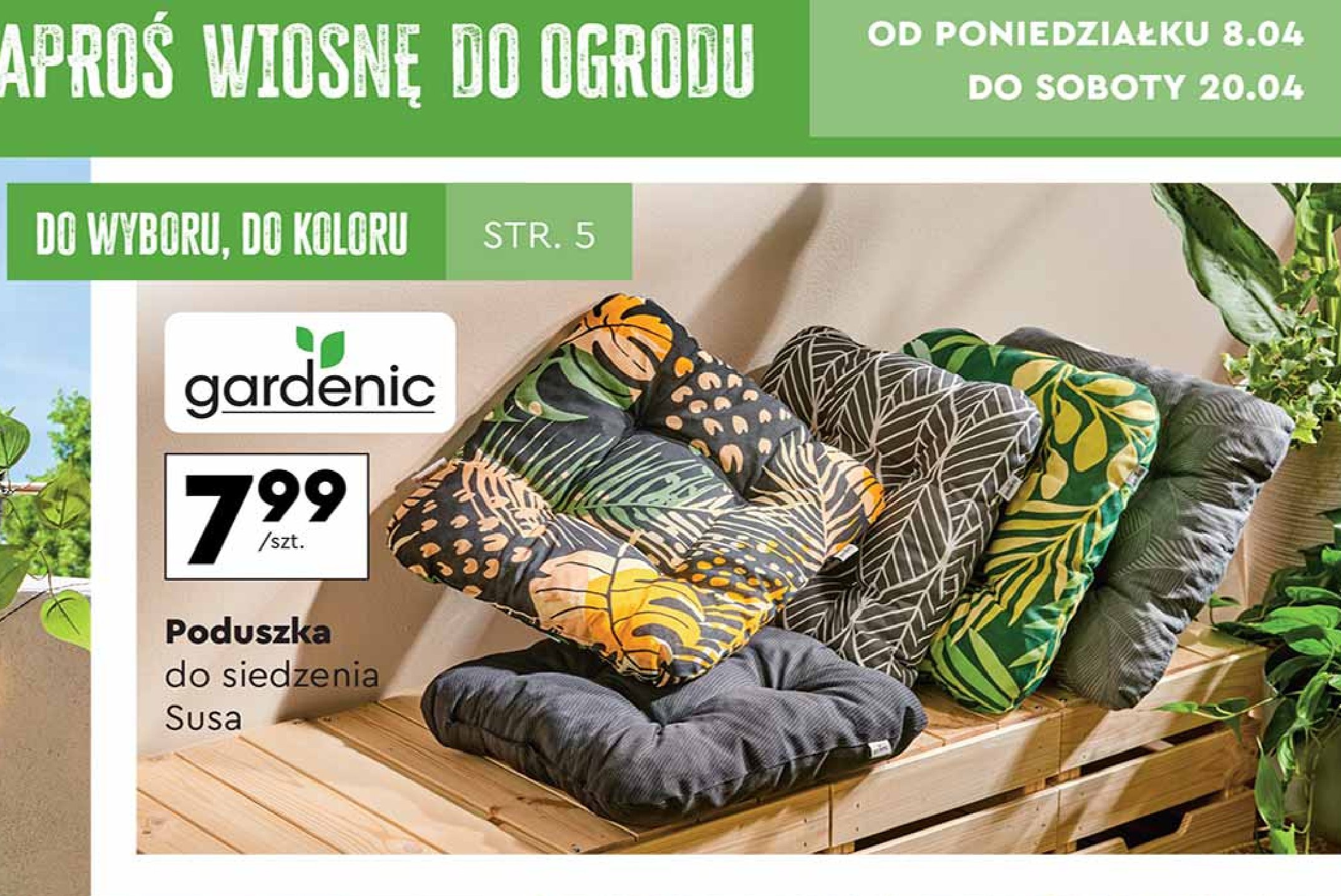 Poduszka dekoracyjna-siedzisko susa 38 x 38 x 8 cm Gardenic promocja w Biedronka
