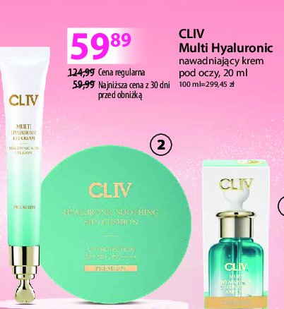 Nawadniający krem pod oczy z kwasem hialuronowym CLIV MULTI HYALURONIC promocja