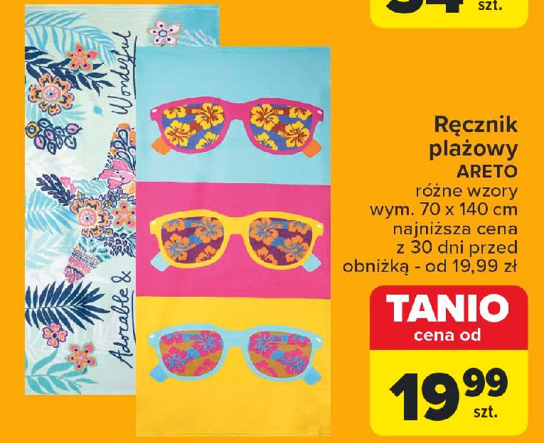 Ręcznik plażowy areto 70 x 140 cm promocja