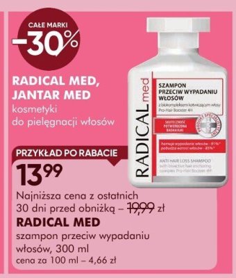 Szampon RADICAL MED szampon przeciw wypadaniu włosów, 300 ml, cena za 100 ml - 4,66 zł promocja w Super-Pharm