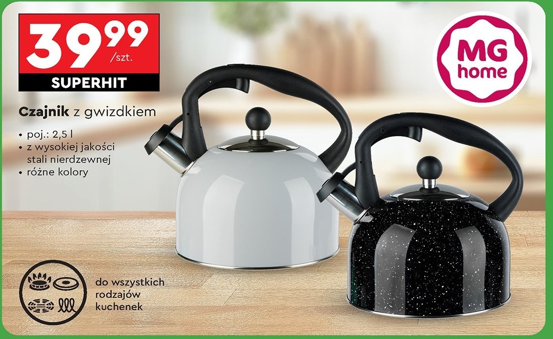 Czajnik 2.5 l Mg home promocja w Biedronka