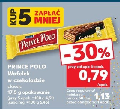 Wafelek w czekoladzie classic Prince Polo promocja w Kaufland