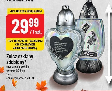 Znicz szklany zdobiony promocja