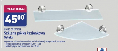 Półka szklana trójkątna 25 x 25 x 35 cm Home creation promocja