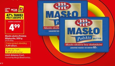 Masło polskie ekstra 82%  promocja w Biedronka