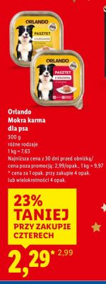 Mokra karma dla psa Orlando pasztet różne rodzaje promocja w Lidl