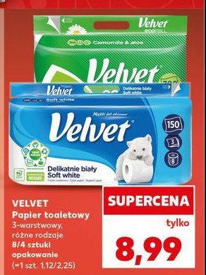 Papier toaletowy rumianek Velvet podwójnie długi promocja w Kaufland
