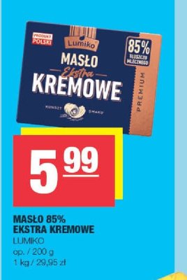 Masło 85% extra kremowe Łumiko promocja w SPAR
