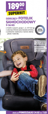 Fotelik samochodowy 9-36 kg promocja