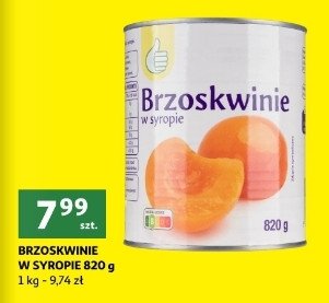 Brzoskwinie w syropie Podniesiony kciuk promocja