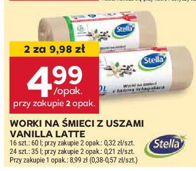 Worki na śmieci z uszami vanilla latte 60 l Stella promocja