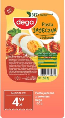 Pasta jajeczna z bekonem Dega promocja w Dino