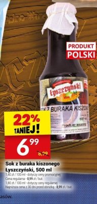 Sok z buraka kiszonego Łyszczyński, 500 ml promocja w Twój Market