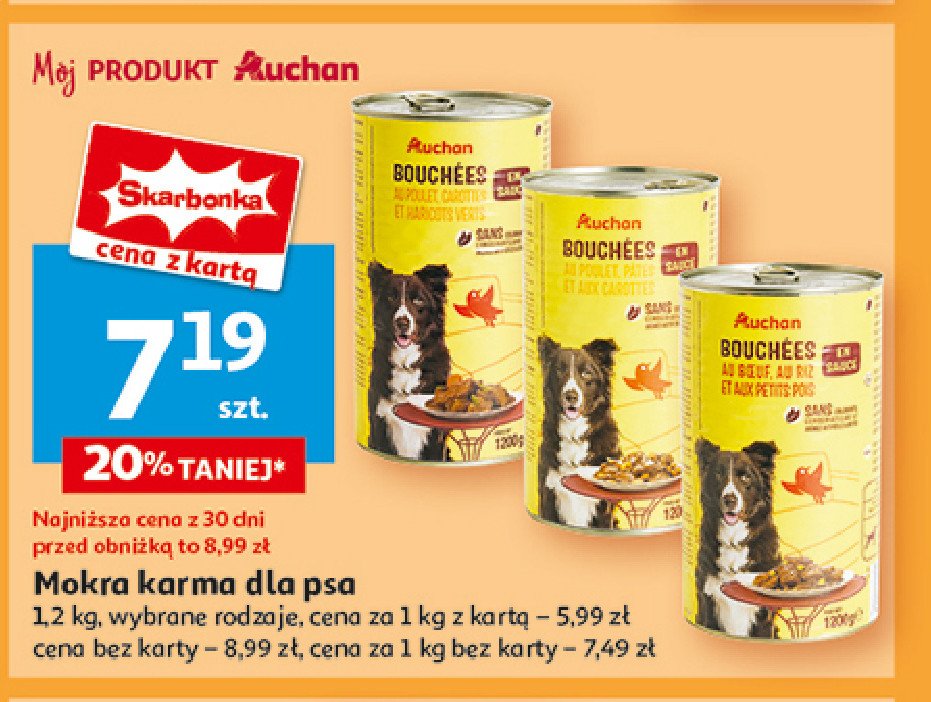 Karma z drobiem Auchan różnorodne (logo czerwone) promocja w Auchan