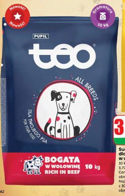 Sucha karma dla psa bogata w wołowinę 10 kg promocja w Dino