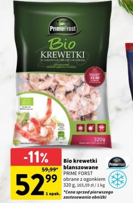Bio krewetki blanszowane Prime Forst promocja w Intermarche